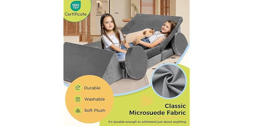 18-Piece Kids Modular Play Couch – Build, Stack & Lounge Fun - Image 4