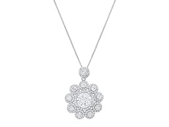 Moissanite Diamond Floral Halo Necklace