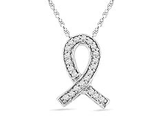 0.10 CTW Silver Breast Cancer Pendant
