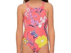 Kanu Surf Girls' Halter One Piece Swimsuit Coral