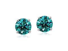 CZ Round Aquamrine Earrings