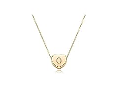 Tiny Gold Initial Heart Necklace / "O"