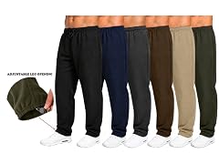 4Pk Mens Fleece-Lined Open Bottom Sweatpants