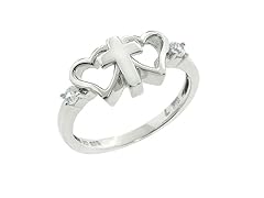Sterling Silver & Pave Cross You Heart Ring