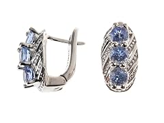 Tanzanite 3 Stone Sterling Silver Earring
