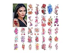 46 Sheets Flowers Temporary Tattoos 