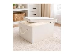 Sukkri Ivory White Storage Bins with Lids and Rope Handles, 2 PK 