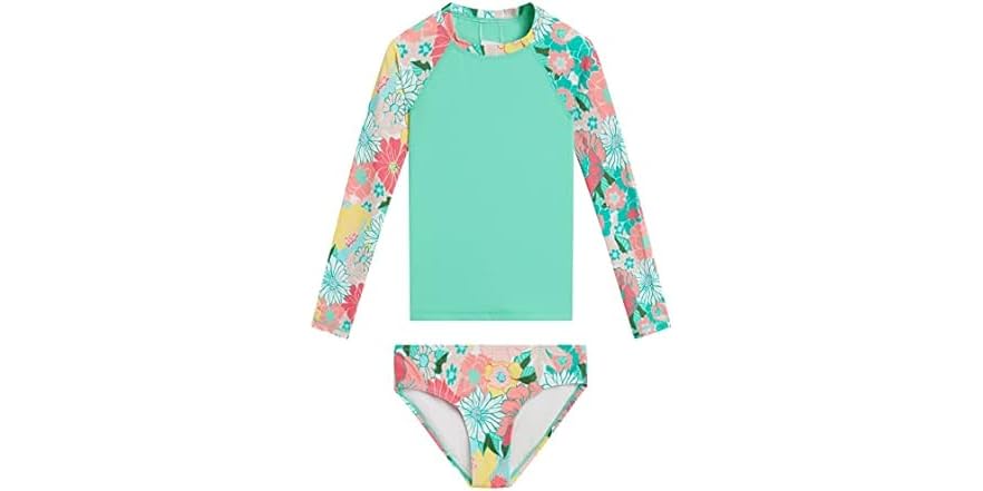 Kanu Surf Set Da Bimba A Due Pezzi Con Maglietta Rashguard A Maniche Lunghe - Costume Protettivo UV In Nylon Ed Elastan
