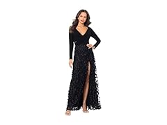 Xscape Women's Long Sleeve V-Neck Gown