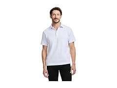 Saks Fifth Avenue Men (L) Short Sleeve Polo White