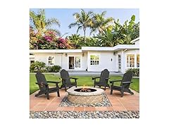 Black Folding Adirondack Chair Set of 4