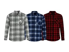 (3PK) Men's Flannel Button Down Shirts