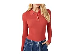 Forever 21  (M) Sweater-Knit Polo Shirt Bodysuit