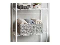 CROS Large Waterproof Woven Plastic Storage Basket Grey