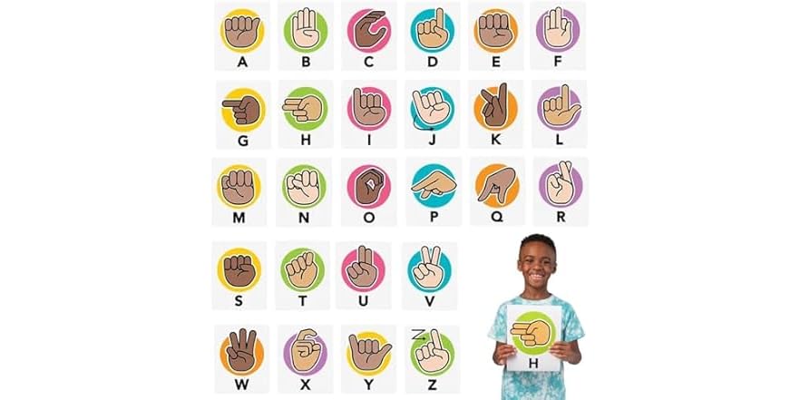 Fun Express American Sign Language Alphabet Mini Posters Set