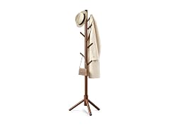 Freestanding Wooden Coat Rack, 8 Hooks