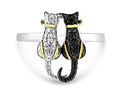 Two Tone Black Diamond Cat Ring