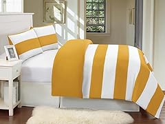 Delia Stripe Printed Duvet 3pc Set- Yel