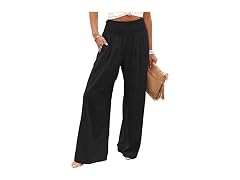 Winioder Women Linen Pants Elastic High Wide Pants