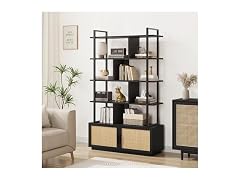 GAOMON 5-Tier Rattan Bookshelf, Black