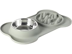 Gibson Home Curious Canines Slow Feeder Dog Bowl Set- Green