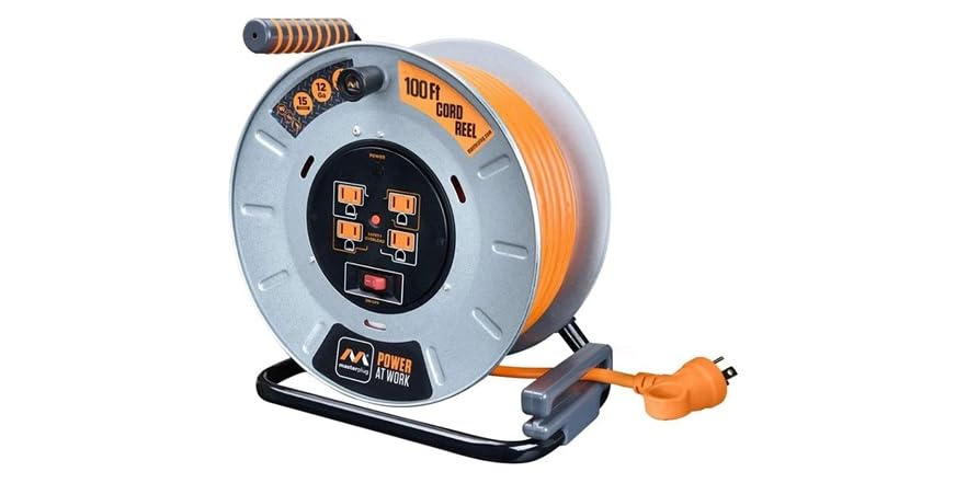 Masterplug Plug Extension MasterPlug 100' Metal Extension Cord Reel