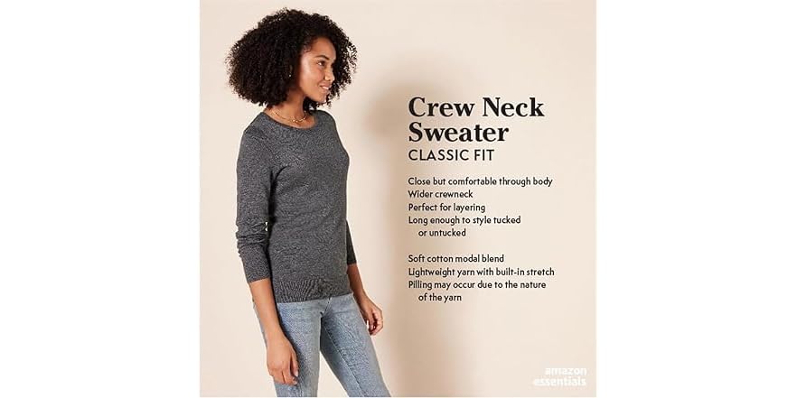 Azamon Essentials Amazon Essentials Women Lightweight Crewneck Sweater