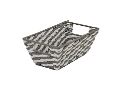 Simplify Small Striped Woven Basket in Gray