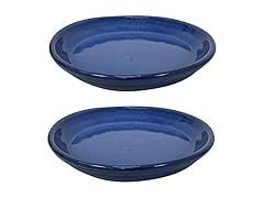 Sunnydaze 9-Inch Ceramic Plant Saucers- Imperial Blue