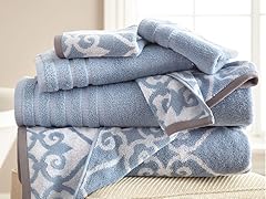 6-Piece Yarn Dyed Towel Set Lattice Rod