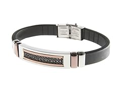 Rubber & Steel Black Sim. Diamond Bracelet