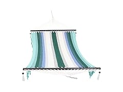 Sunnydaze Woven Double Hammock- Lagoon Stripes