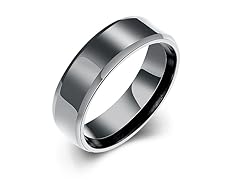 Stainless Steel Smooth Black Ring- Pick Size