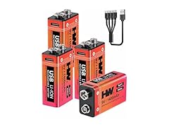 Rechargeable 9V Batteries 4 Pack