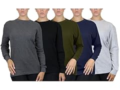 3Pk Asst Womens Waffle-Knit Thermal Shirts