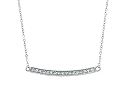 Sterling Silver Pave Bar Necklace