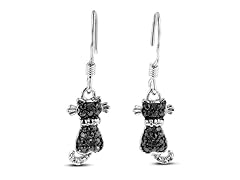 Black Diamond Cat Earrings
