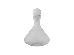 Creative Co-Op 2-Quart Hand-Blown Glass Decanter with White Marble Stopper, Clear