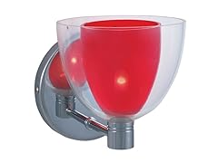 1-Light Red Clear Glass Satin Nickel Wall Sconce