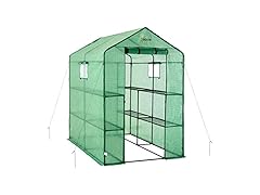 Ogrow Deluxe Walk-In Greenhouse 2 Tiers, 8 Shelves