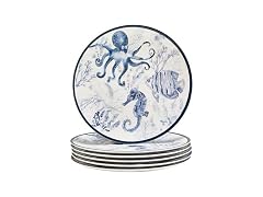 Sea Life Melamine Dinner Plates Set of 6 