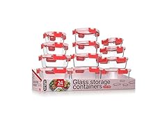  Borosilicate Glass Food Storage Containers with Lids 24 Pieces  Red