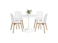 Mid Century Modern White Dining Table Set