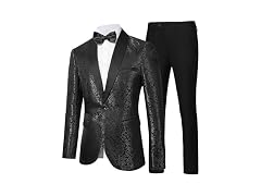 LiveZou Men's Tuxedo Slim-Fit Jacquard