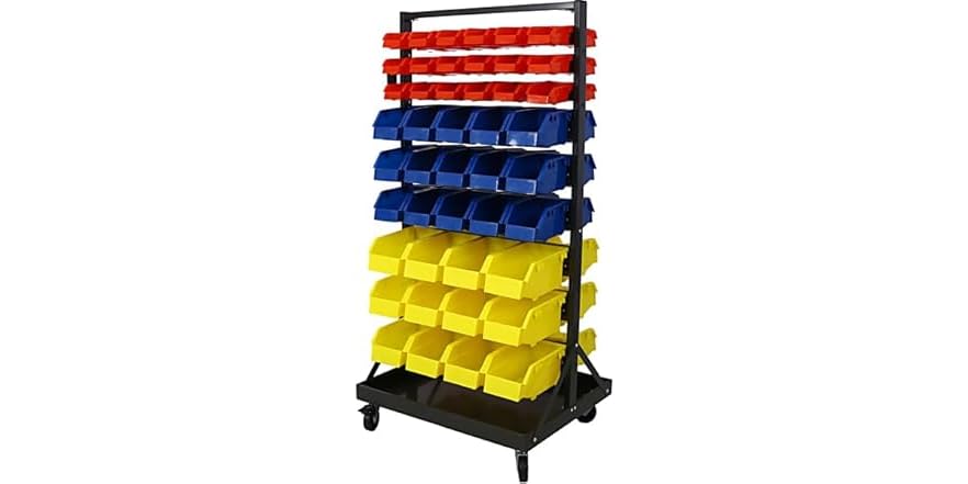 Moveable Tool Storage Rack - 90 Bin Part Organizer