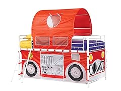 Metal Loft Bed w/ Firetruck Tent, Twin