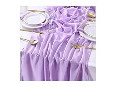 QueenDream Light Purple Chiffon Table Runner 10Ft Long