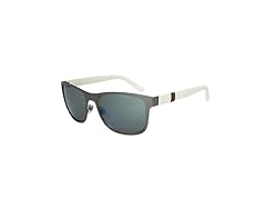 Gucci GG Gunmetal and White Wayfarer Sunglasses
