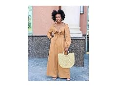 The Drop Women (XL) Sugar Tie-detail Wide Jumpsuit