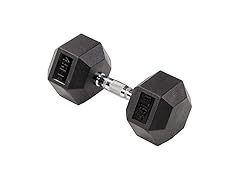 Fitvids Rubber Hex Dumbbell, 45LB Single